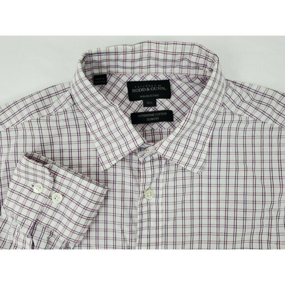 Rodd & Gunn Other - Rodd Gunn Superfine Italian Cotton 15.5 Slim Fit Plaid‎ Check Long Sleeve Shirt